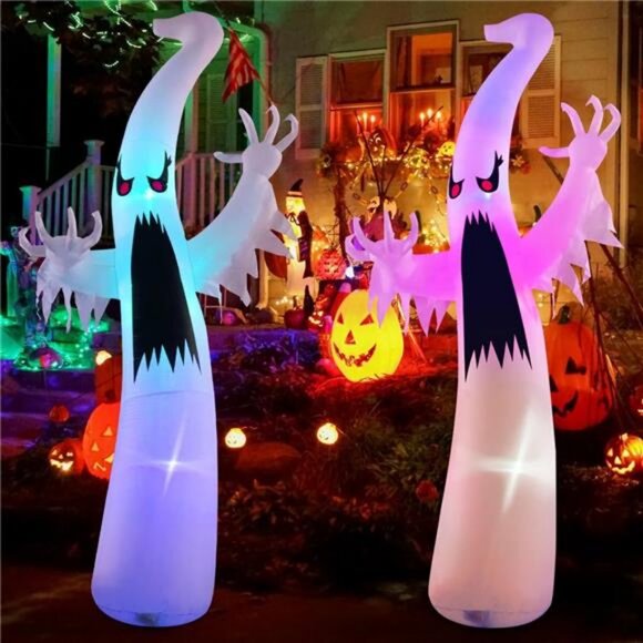 GOOSH 6 FT Halloween Inflatables Ghost Outdoor Decorations  6 FT Halloween Inflatables Ghost Outdoor Decorations Blow Up Yard Scary